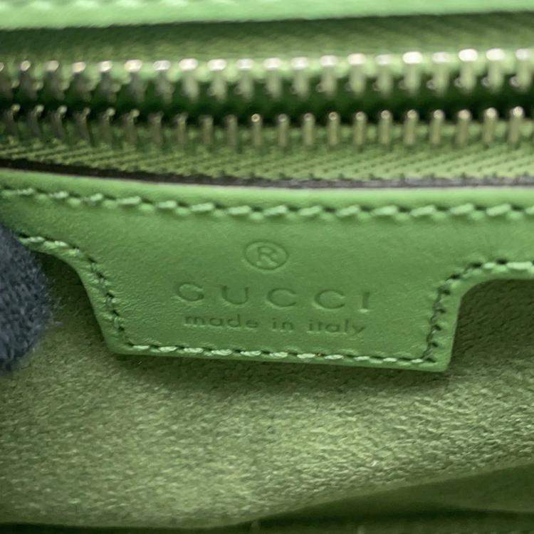 Pre Owned Gucci Petite GG Mini Green Leather Shoulder Bag