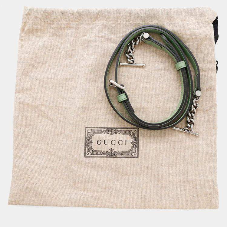 Pre Owned Gucci Petite GG Mini Green Leather Shoulder Bag
