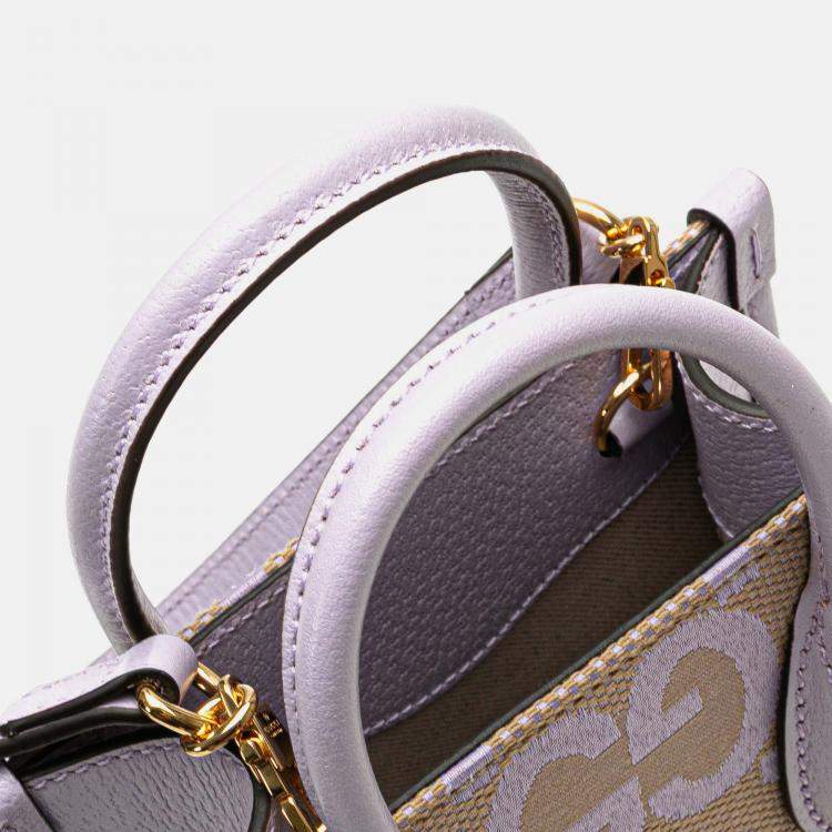 Gucci Beige/Purple Mini Jumbo GG Canvas Interlocking G Satchel