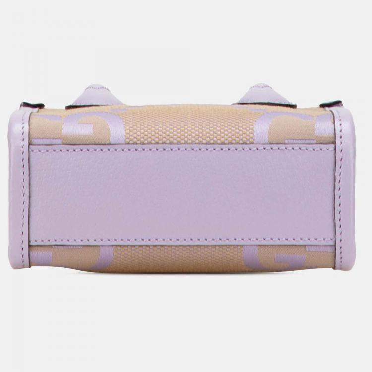 Gucci Beige/Purple Mini Jumbo GG Canvas Interlocking G Satchel
