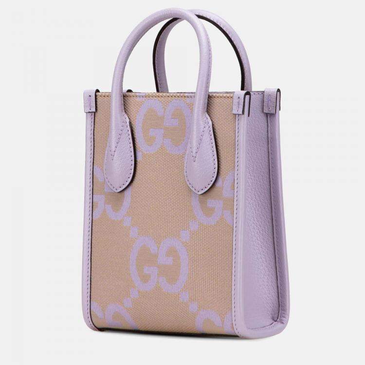 Gucci Beige/Purple Mini Jumbo GG Canvas Interlocking G Satchel