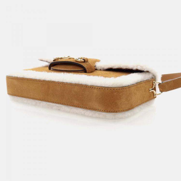 Pre Owned Gucci Horsebit Mini Suede Shoulder Bag