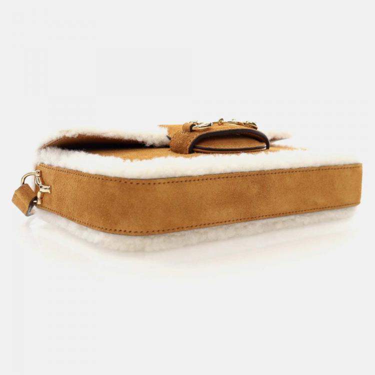 Pre Owned Gucci Horsebit Mini Suede Shoulder Bag
