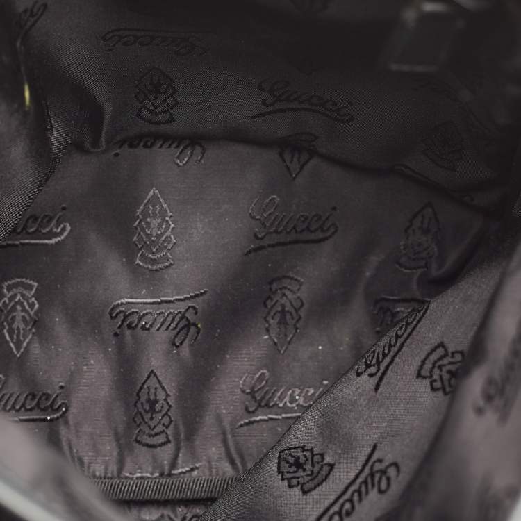 Pre Owned Gucci Black Guccissima Leather Flap Messenger Bag