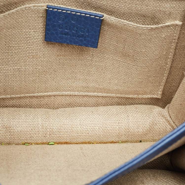 Pre Owned Gucci Blue Leather Dollar Interlocking G Flap Crossbody Bag