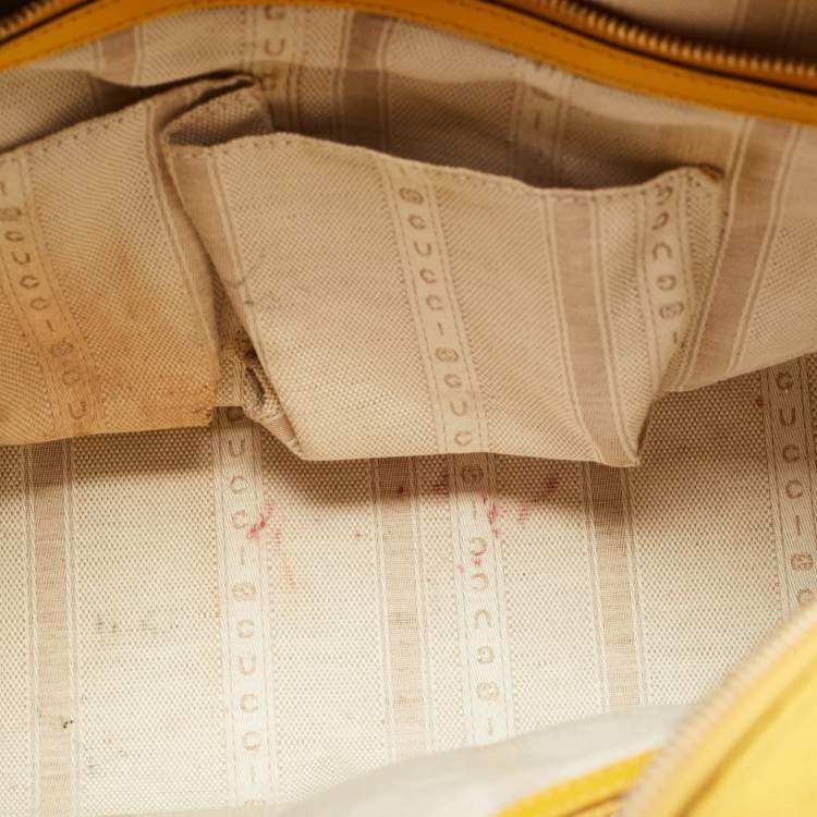 Pre Owned Gucci Yellow Diamante Leather Medium Bright Satchel