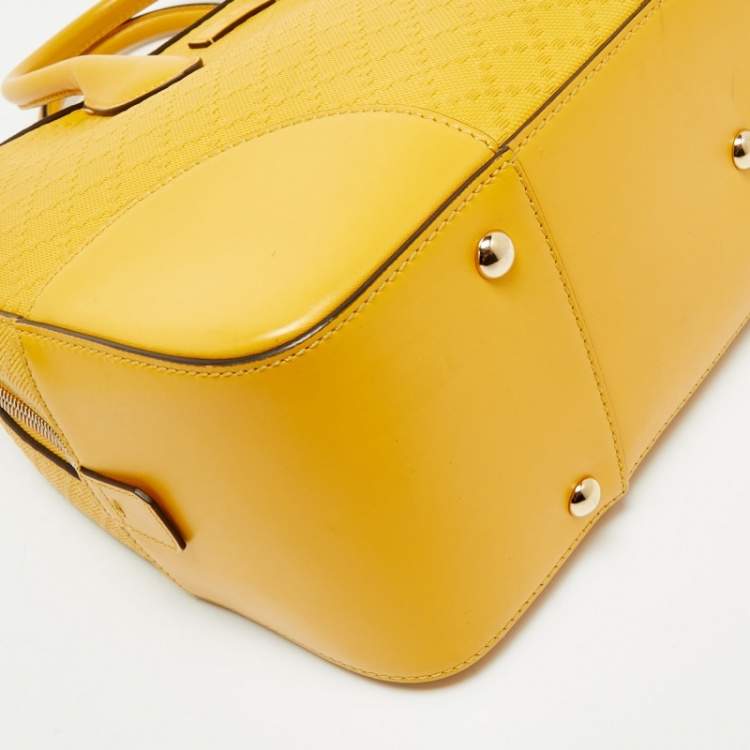 Pre Owned Gucci Yellow Diamante Leather Medium Bright Satchel