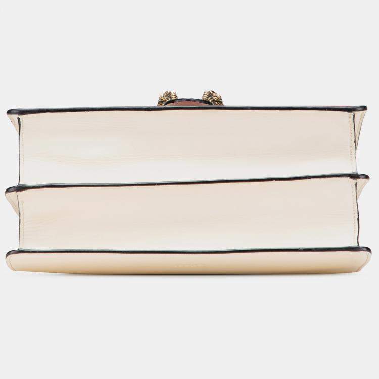 Pre Owned Gucci White Medium Leather Bamboo Dionysus Web Satchel