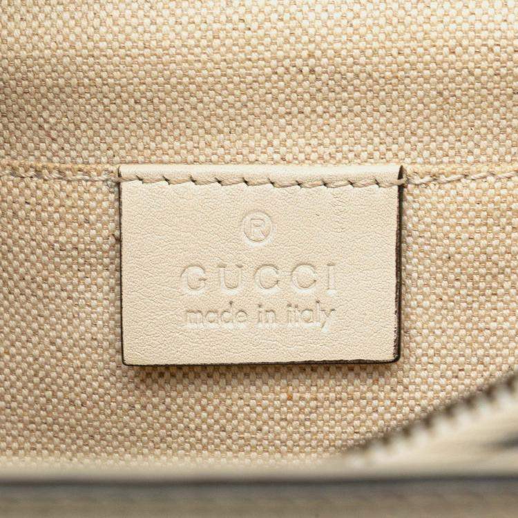 Pre Owned Gucci White Medium Leather Bamboo Dionysus Web Satchel
