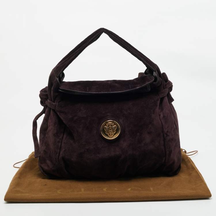 Pre Owned Gucci Plum Suede Hysteria Shoulder Bag