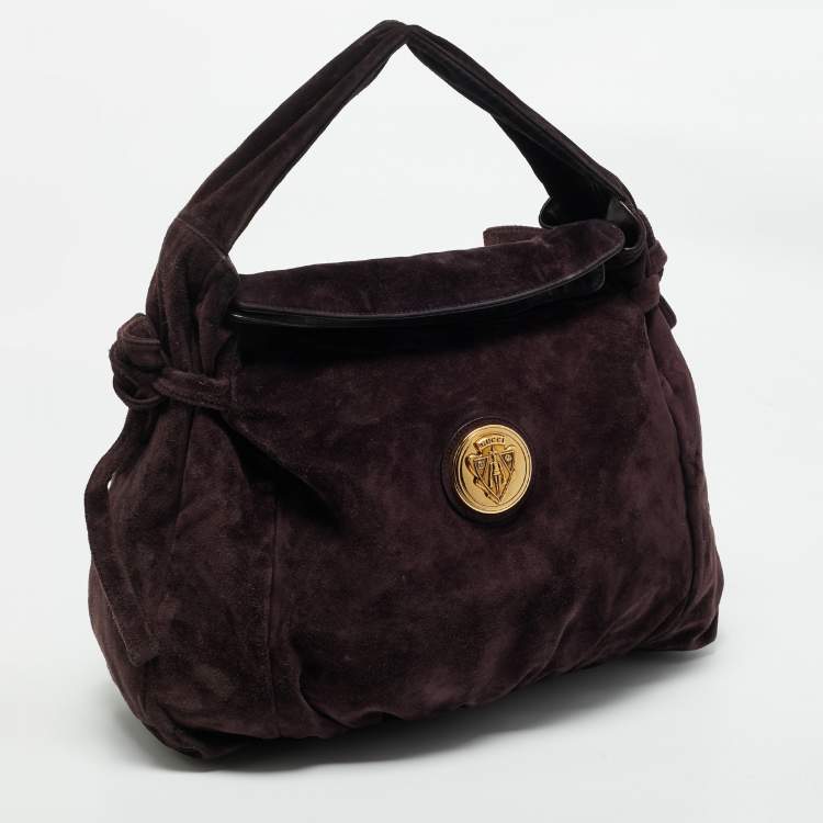 Pre Owned Gucci Plum Suede Hysteria Shoulder Bag