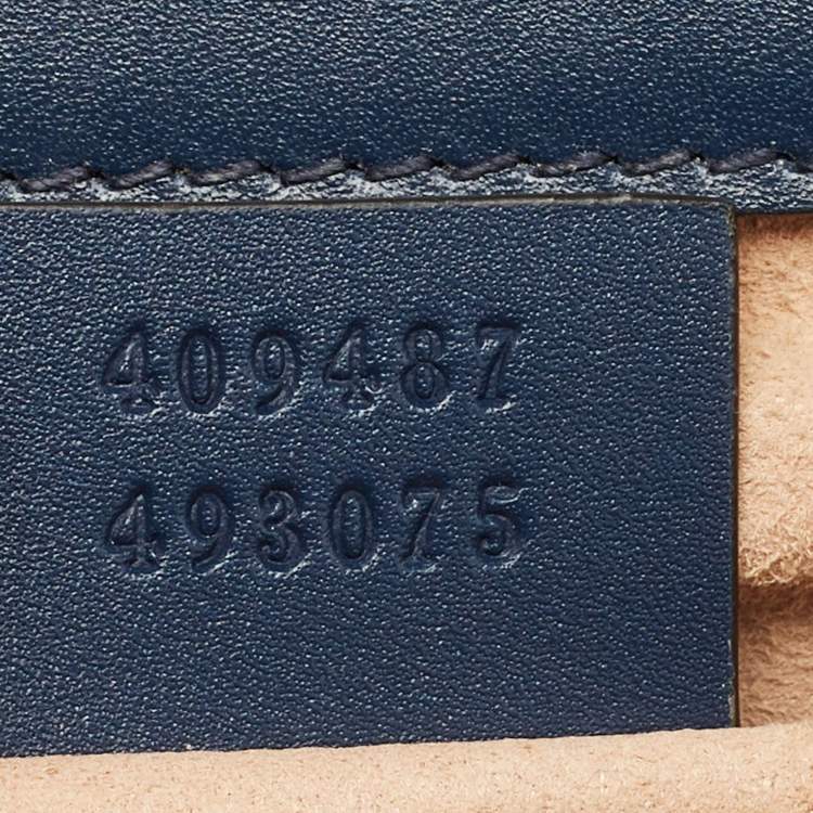 Pre Owned Gucci Navy Blue Guccissima Leather Small Padlock Shoulder Bag