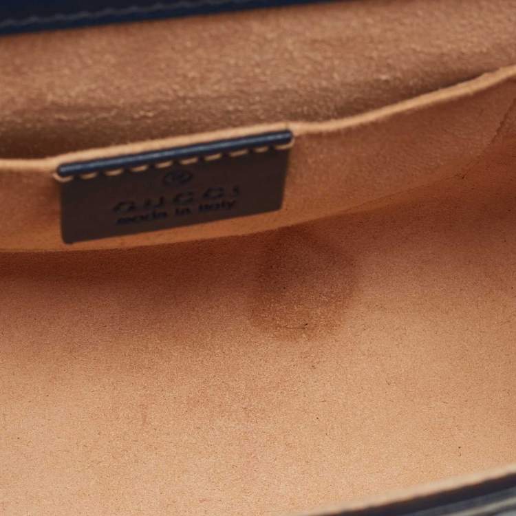 Pre Owned Gucci Navy Blue Guccissima Leather Small Padlock Shoulder Bag