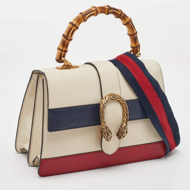 Pre Owned Gucci Tricolor Leather Medium Dionysus Bamboo Top Handle Bag