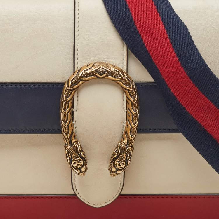 Pre Owned Gucci Tricolor Leather Medium Dionysus Bamboo Top Handle Bag