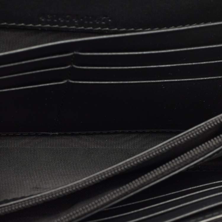 Pre Owned Gucci Black/Beige Leather and GG Supreme Canvas Peony Pearly Continental Wallet