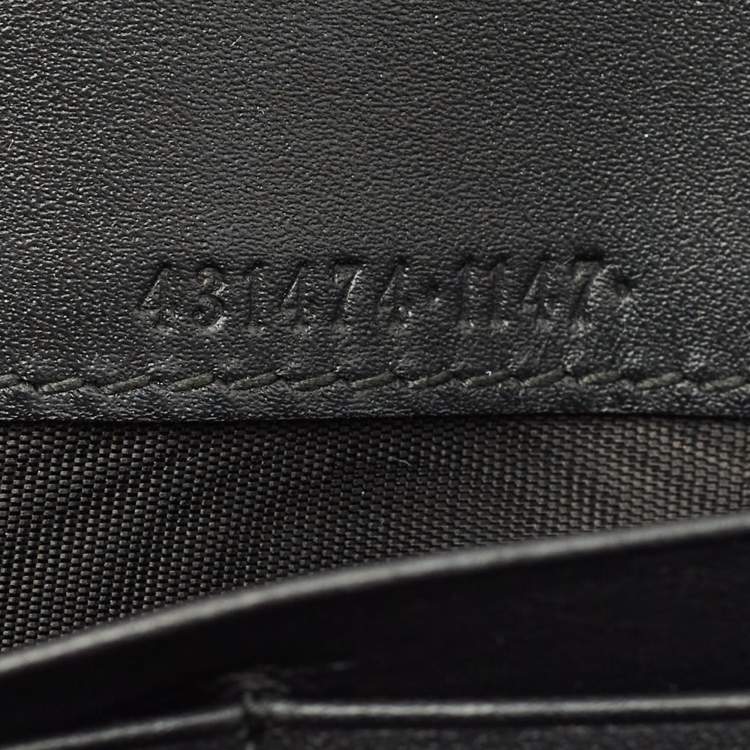 Pre Owned Gucci Black/Beige Leather and GG Supreme Canvas Peony Pearly Continental Wallet