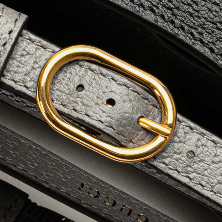 Pre Owned Gucci Black Small Leather Bamboo Diana Satchel