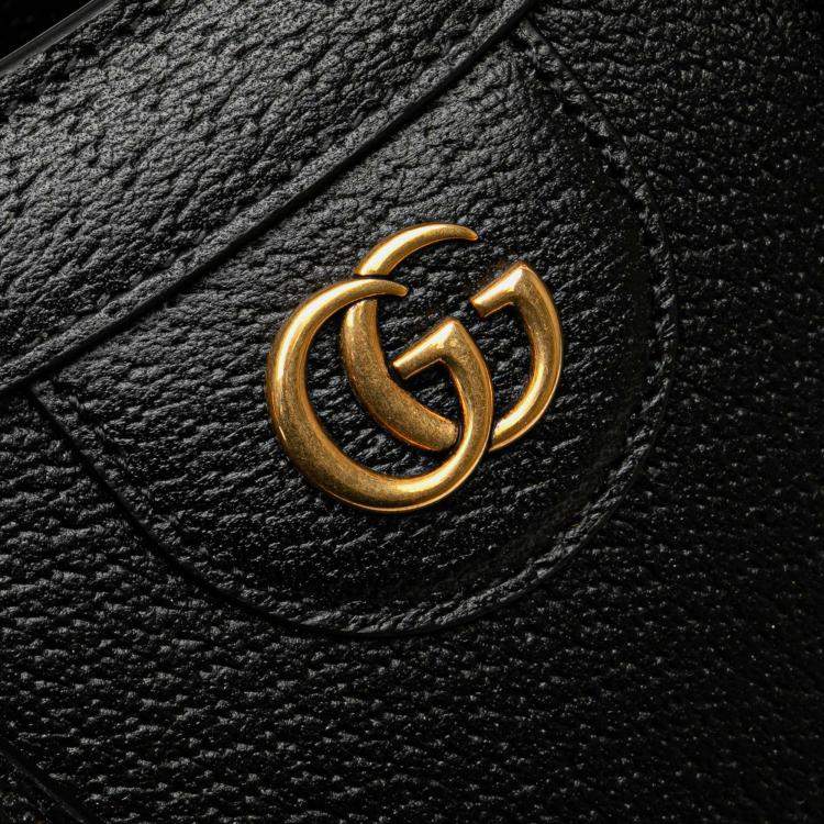 Pre Owned Gucci Black Small Leather Bamboo Diana Satchel