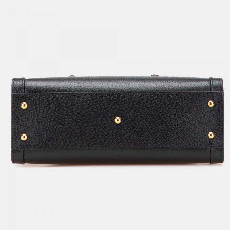 Pre Owned Gucci Black Small Leather Bamboo Diana Satchel