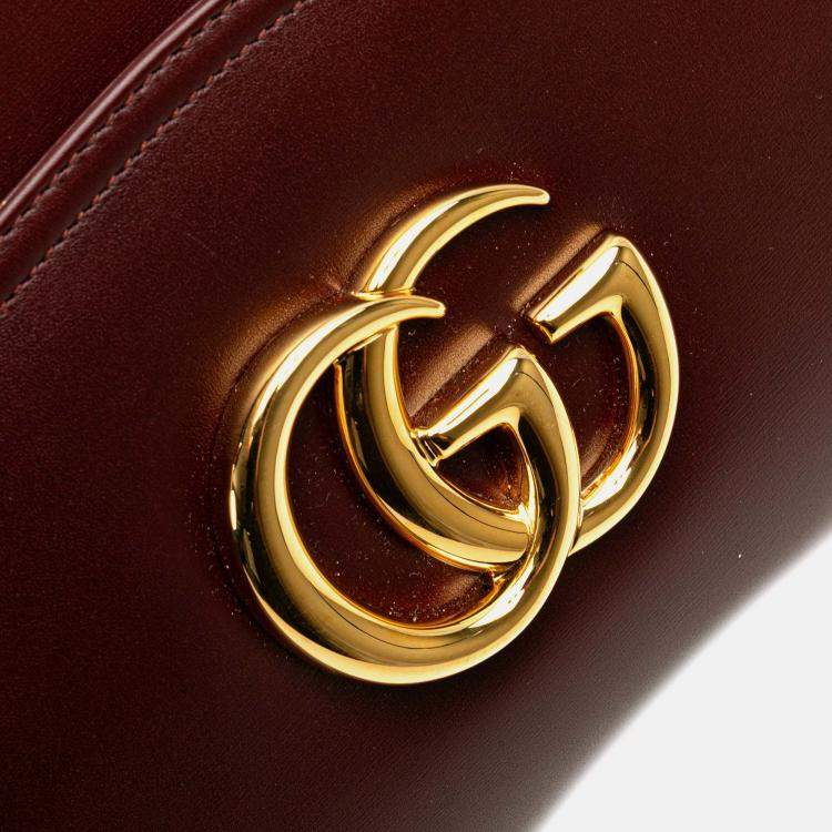 Pre Owned Gucci Burgundy Large Leather Arli Shoulder Bag
