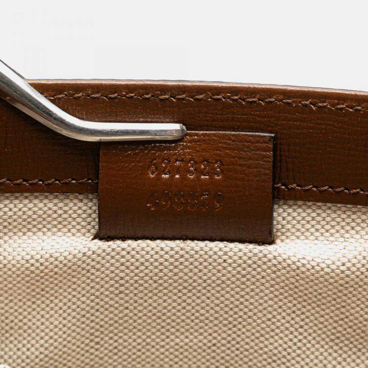 Pre Owned Gucci Beige Small GG Supreme Horsebit 1955 Satchel