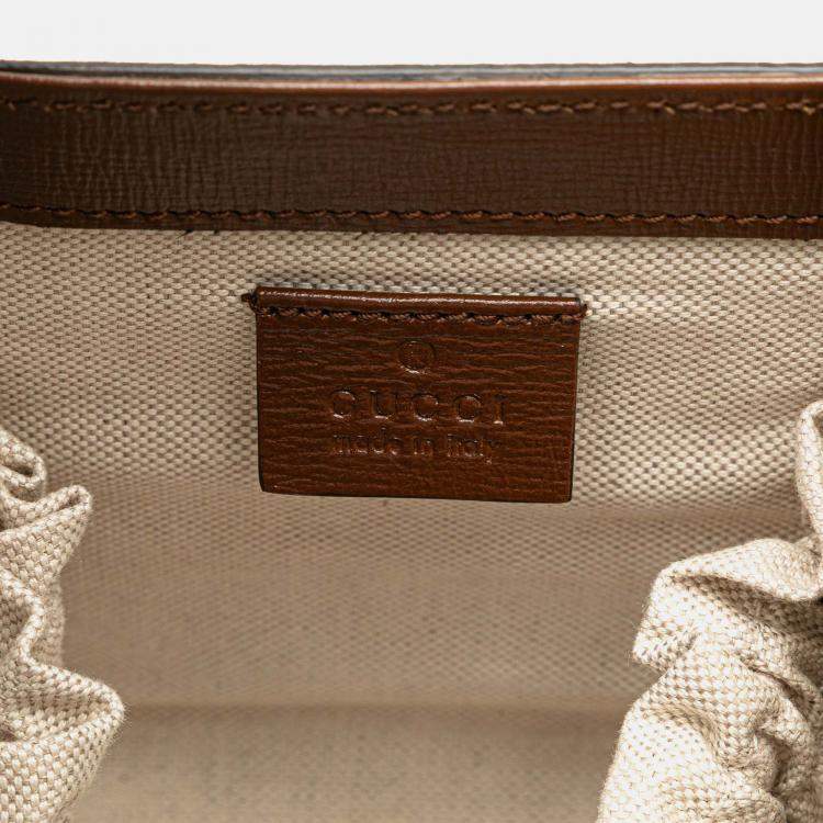 Pre Owned Gucci Beige Small GG Supreme Horsebit 1955 Satchel