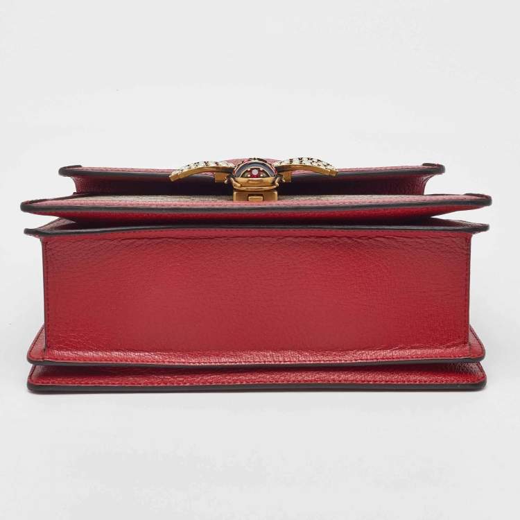 Pre Owned Gucci Beige/Red GG Supreme Canvas and Leather Small Queen Margaret Top Handle Bag