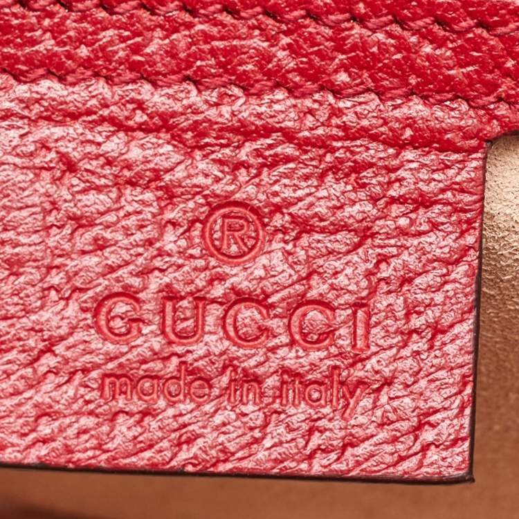 Pre Owned Gucci Beige/Red GG Supreme Canvas and Leather Small Queen Margaret Top Handle Bag