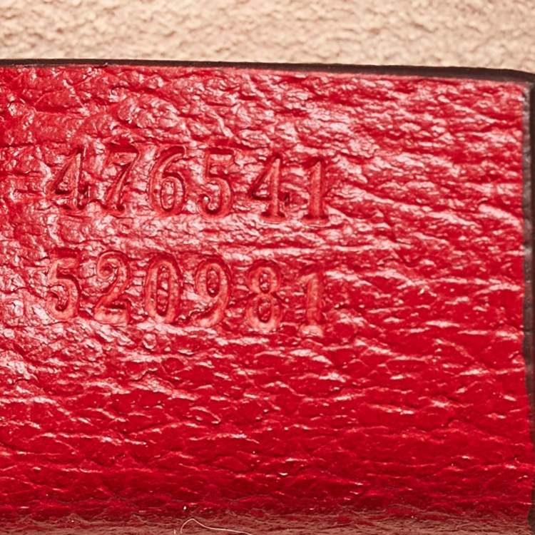 Pre Owned Gucci Beige/Red GG Supreme Canvas and Leather Small Queen Margaret Top Handle Bag