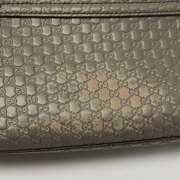 Pre Owned Gucci Grey Microguccissima Leather Medium Emily Chain Shoulder Bag