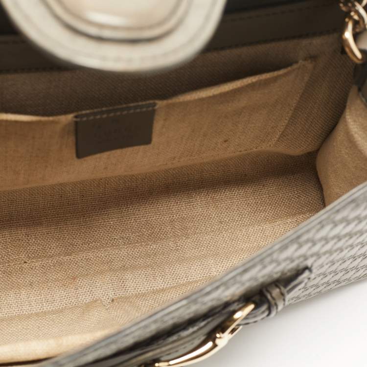Pre Owned Gucci Grey Microguccissima Leather Medium Emily Chain Shoulder Bag