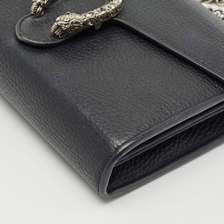 Pre Owned  Gucci Black Leather Dionysus Wallet On Chain