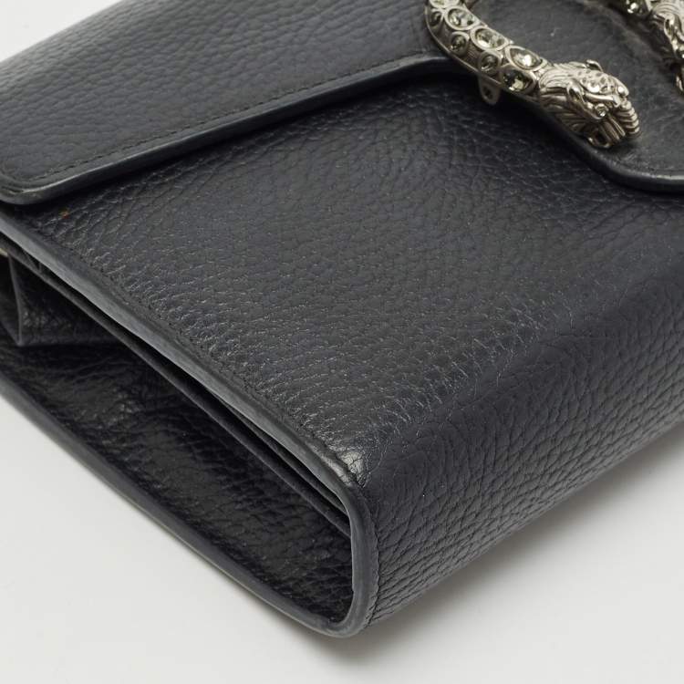 Pre Owned  Gucci Black Leather Dionysus Wallet On Chain