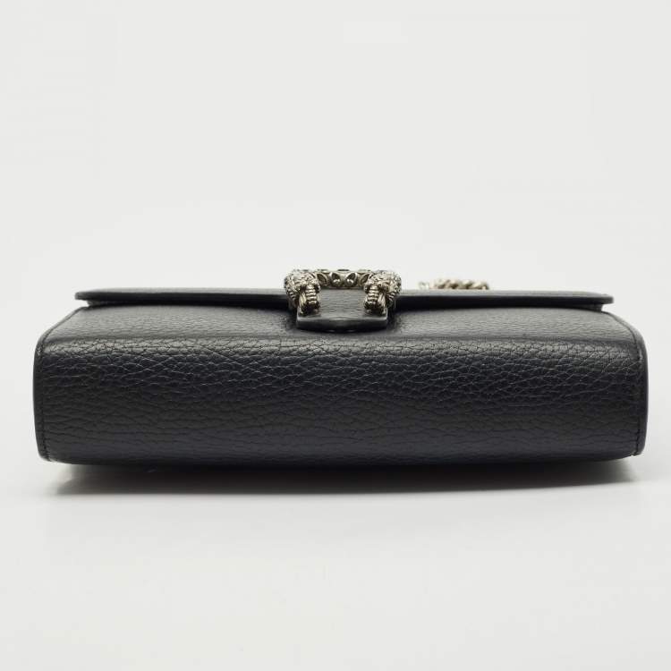 Pre Owned  Gucci Black Leather Dionysus Wallet On Chain