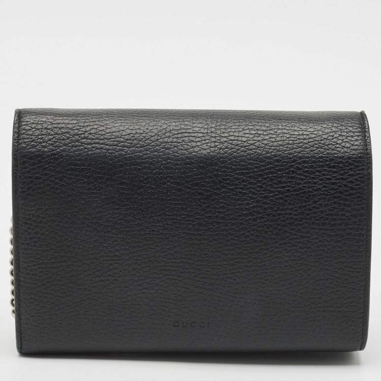 Pre Owned  Gucci Black Leather Dionysus Wallet On Chain