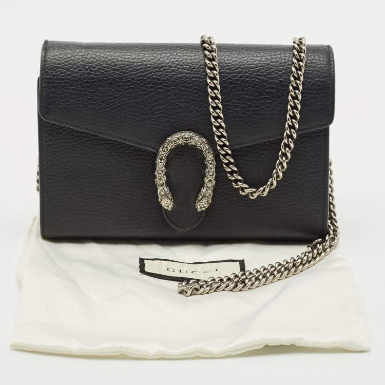 Pre Owned  Gucci Black Leather Dionysus Wallet On Chain
