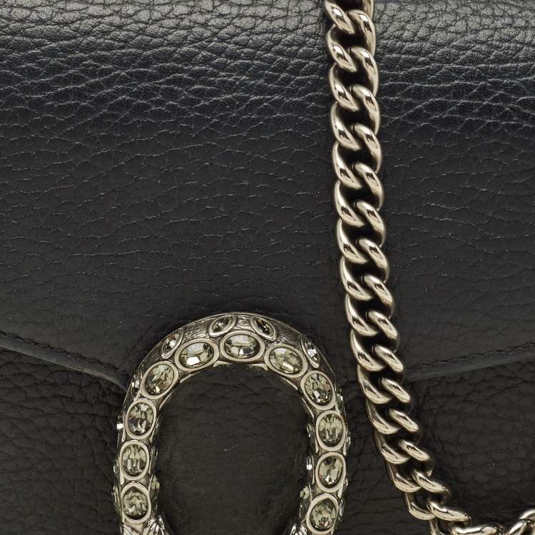 Pre Owned  Gucci Black Leather Dionysus Wallet On Chain