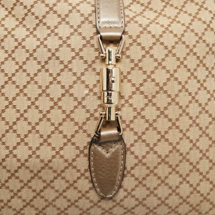 مملوكة مسبقًا Gucci Beige Diamante Canvas Medium New Jackie Hobo