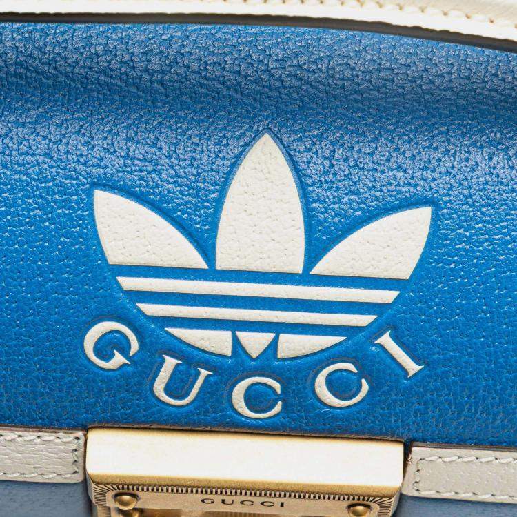 Pre Owned Gucci Blue/White Adidas Leather Golf Ball Case