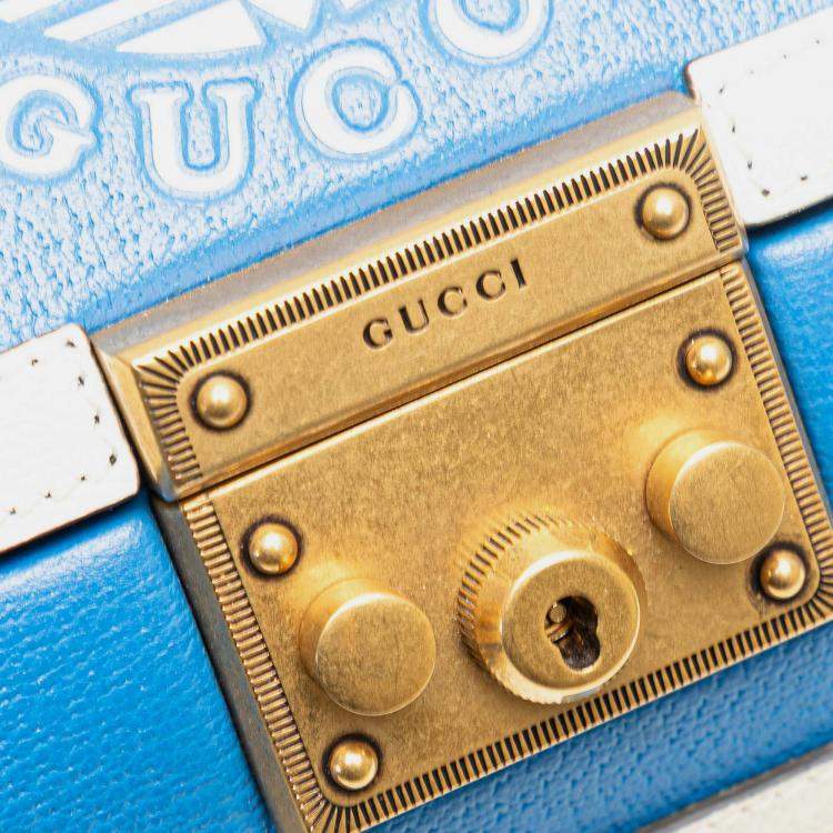 Pre Owned Gucci Blue/White Adidas Leather Golf Ball Case