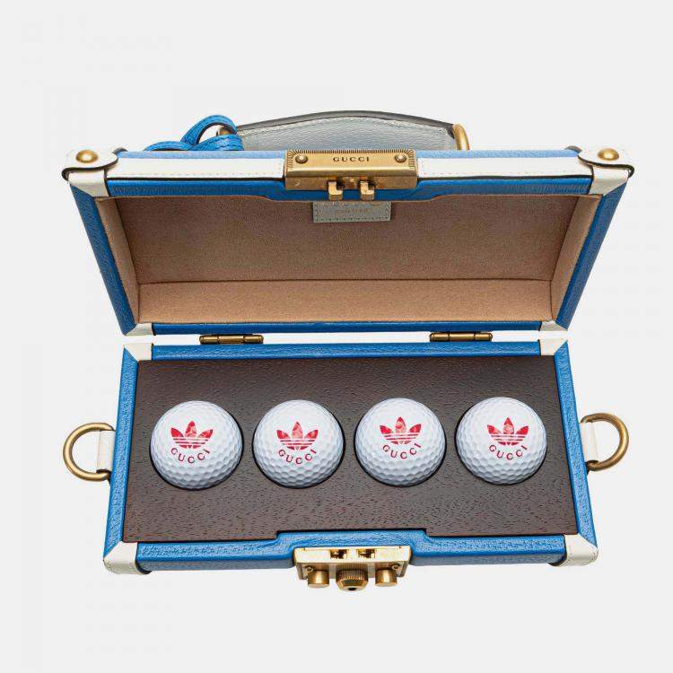 Pre Owned Gucci Blue/White Adidas Leather Golf Ball Case