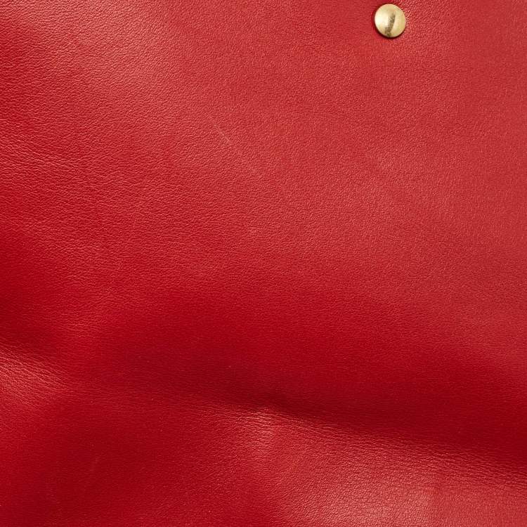 Pre Owned Gucci Red Matelasse Leather Medium GG Marmont Shoulder Bag