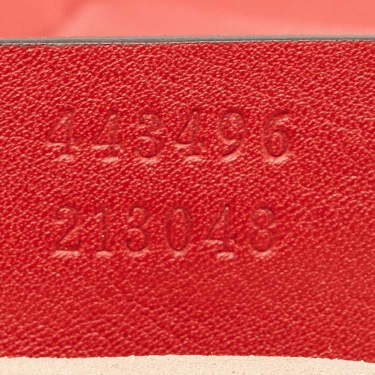 Pre Owned Gucci Red Matelasse Leather Medium GG Marmont Shoulder Bag