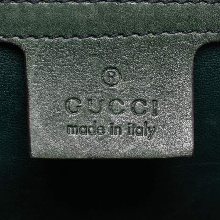 Pre Owned Gucci Green Alligator Medium Tassel New Bamboo Top Handle Bag