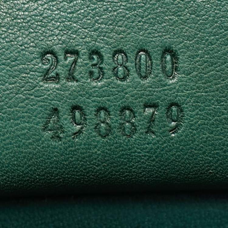 Pre Owned Gucci Green Alligator Medium Tassel New Bamboo Top Handle Bag