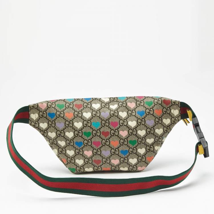 Pre Owned Gucci Multicolor GG Supreme Canvas Heart Belt Bag