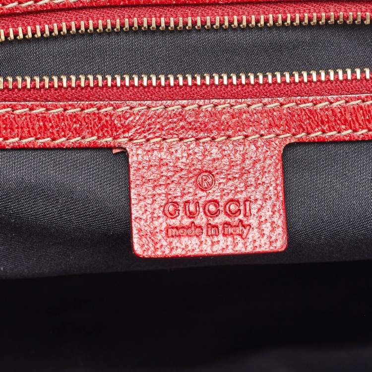 Pre Owned Gucci Beige/Red GG Canvas and Leather Jolicoeur Tote