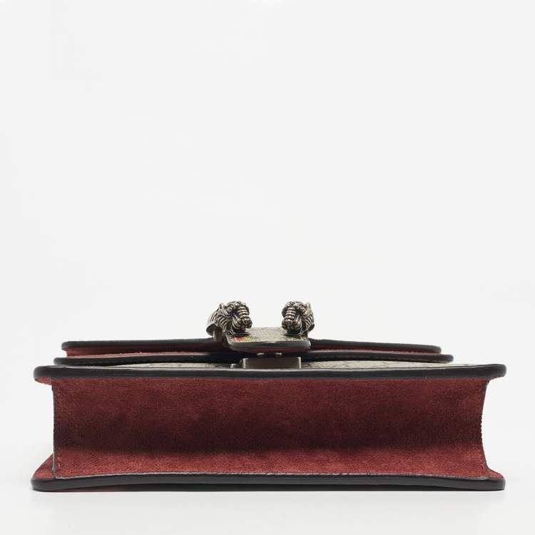 Pre Owned Gucci Beige/Maroon GG Supreme Blooms Canvas and Suede Mini Dionysus Shoulder Bag