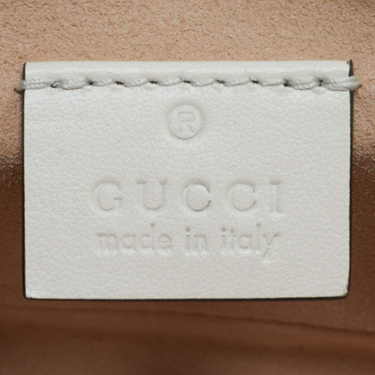 Pre Owned Gucci Off White Matelassé Leather Super Mini GG Marmont Shoulder Bag